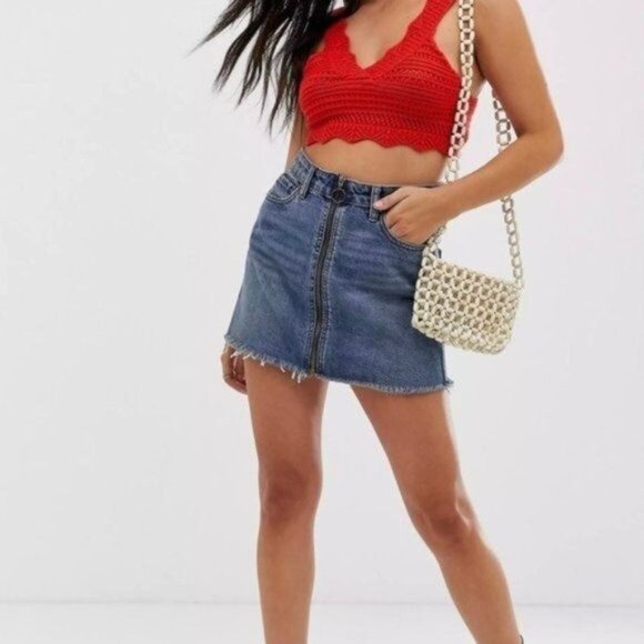 Free People We The Free Zip It Up Mini Denim Skirt Size 31 - Picture 1 of 9